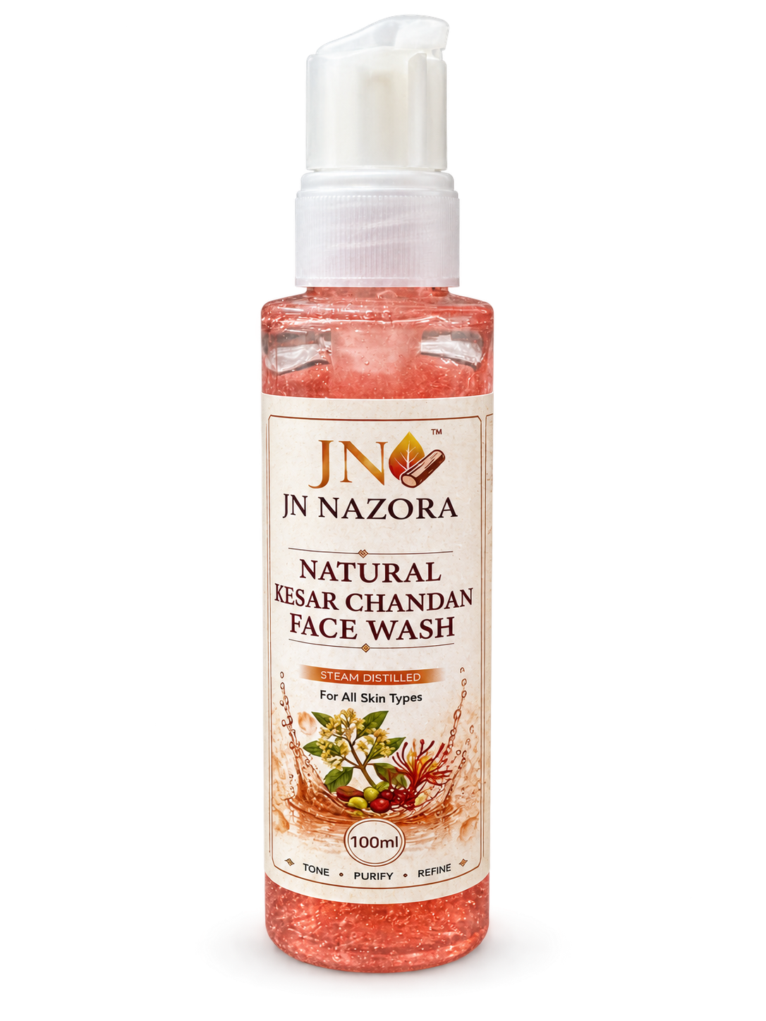 JN NAZORA Natural Kesar Chandan Face Wash – Purify, Refine & Reveal Radiance 100ml