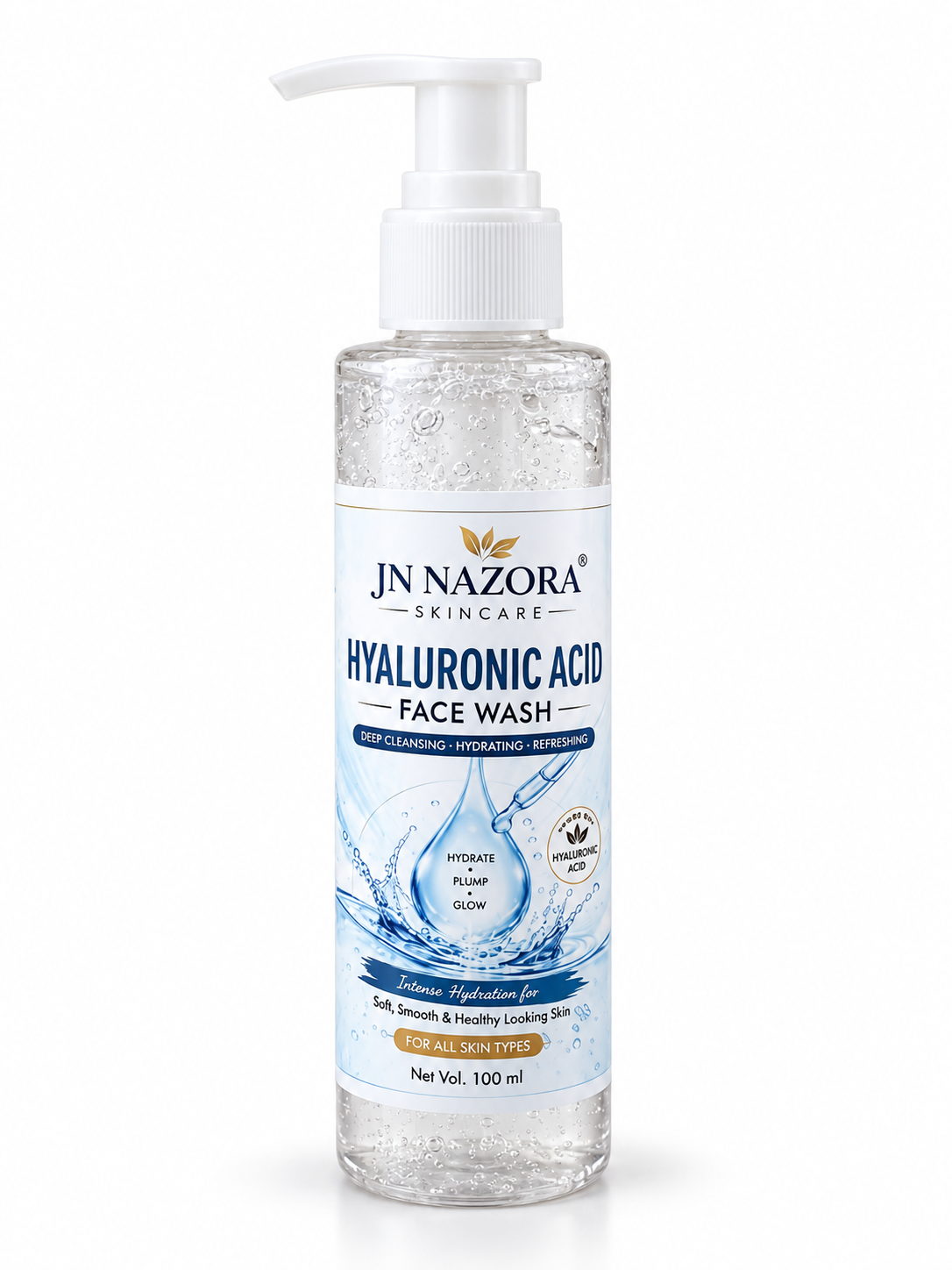 JN NAZORA Hyaluronic Acid Face Wash – Deep Hydration for Soft, Glowing Skin 100ml.